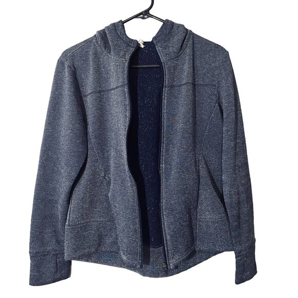 Danskin Now Blue Long Sleeve Hooded Casual Full Zip Knit Jacket Women Sz S - Picture 8 of 9